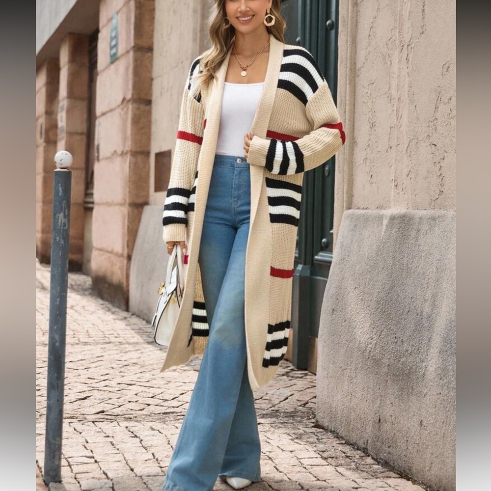 Striped Long Cardigan